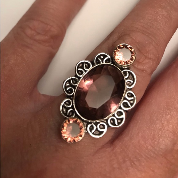 Making Waves Jewelry And Accessories Jewelry - Pink Amethyst Stamped 925 Sterling Silver Ring